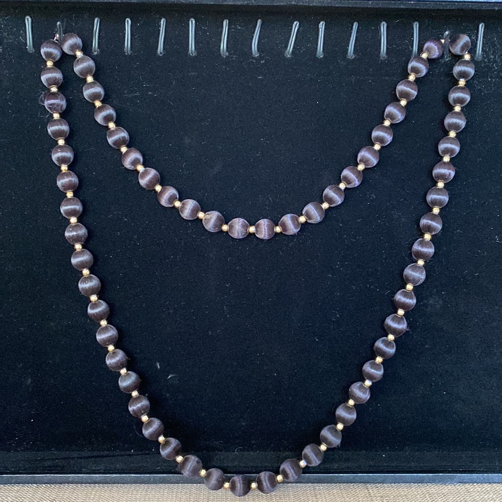 Vintage black thread covered beaded necklace